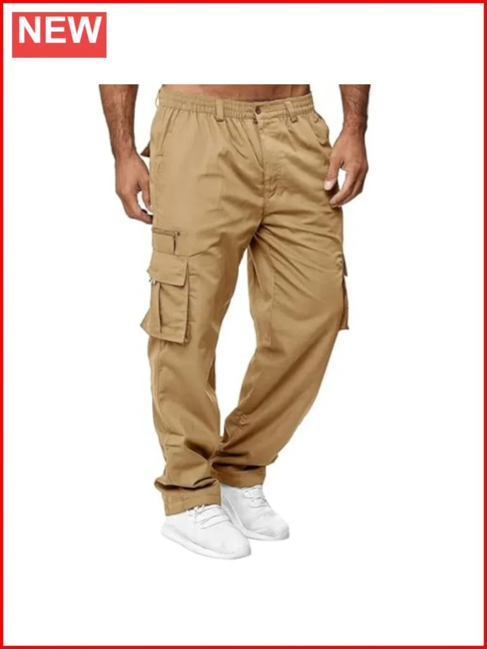 Men's Cargo Jogger Pants 6-Pocket Cotton Spandex Relaxed Fit Straight Leg